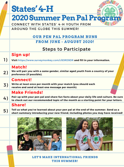 2020 Summer Pen Pal Program! – Extension Manitowoc County