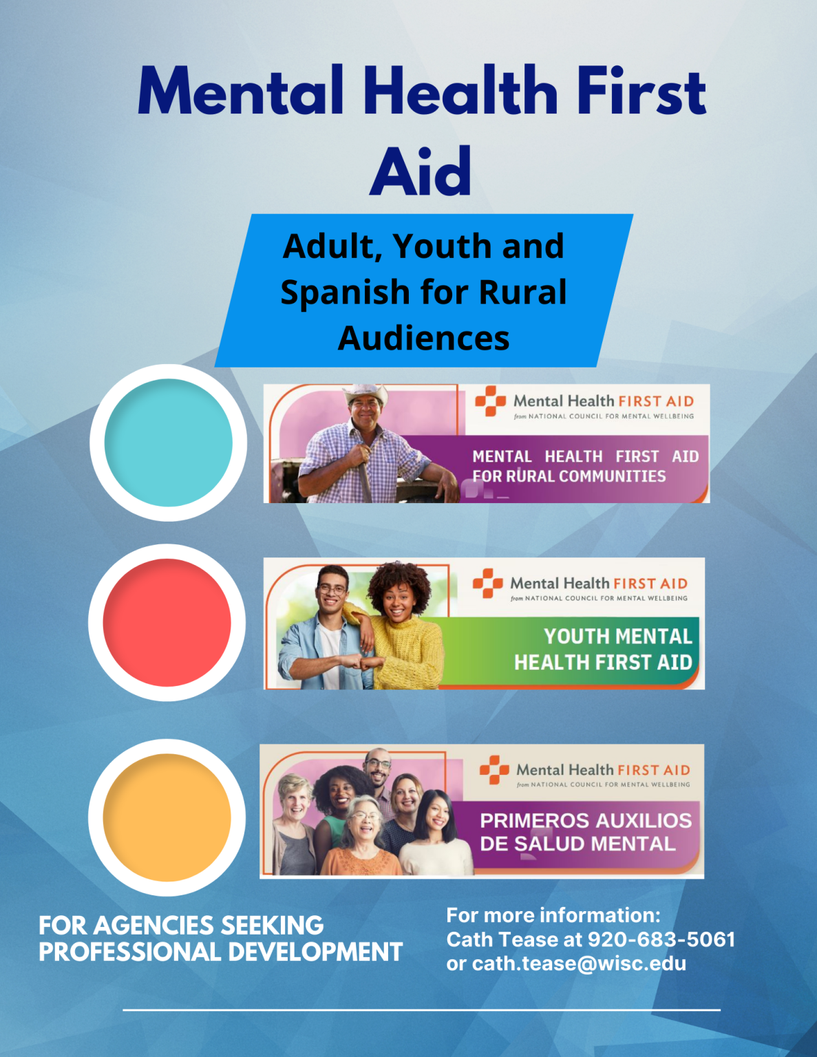 Adult, Youth & Spanish Mental Health First Aid Courses Extension